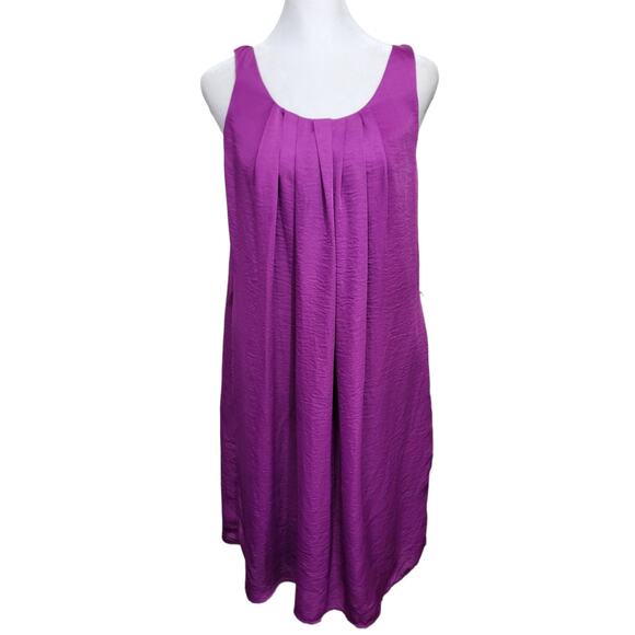 VNTG Corey P Purple Satin Shift Dress 6 Coquette Old Money Quietlux Minimalist - Picture 1 of 7